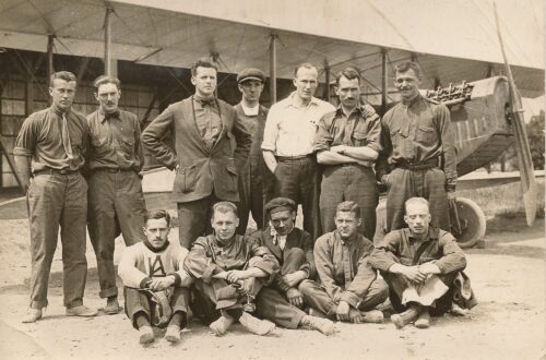 Student pilots at the Long Branch Aerodrome during WWI