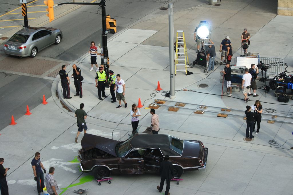 Film crew on the streets of Mississauga