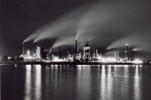 Aerial view of Clarkson refinery on the shores of Lake Ontario